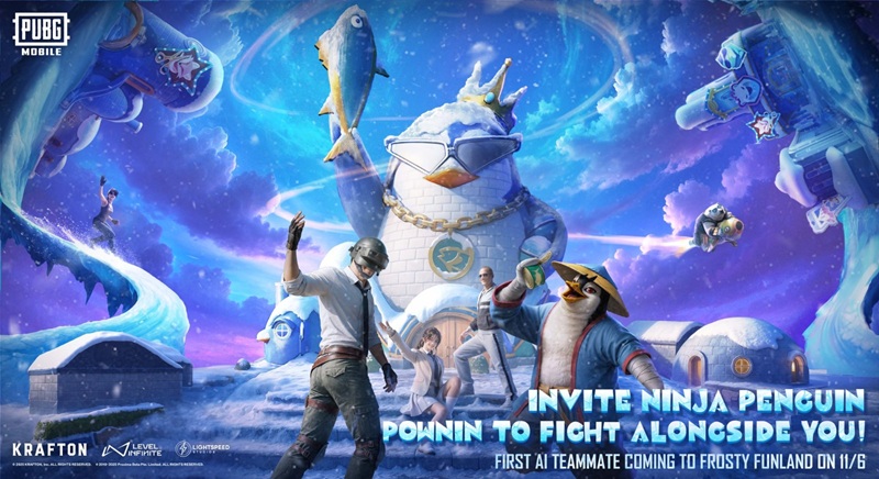 Event Frost Festival di PUBG MOBILE Versi 4.1 memperkenalkan Penguinville dan karakter Ninja Penguin yang dapat bertarung bersama pemain di dunia penuh salju bertema musim dingin.