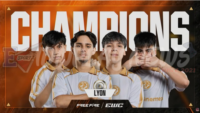 Panggung arena esports menggambarkan suasana juara EWC Free Fire 2026